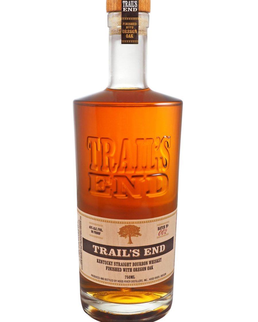 Trail's End Kentucky Straight Bourbon Whiskey bottle, finished with Oregon oak